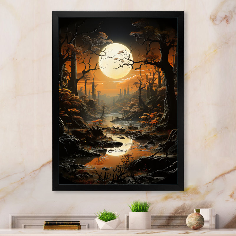 Éclipse au clair de lune, Cadre photo noir, H 44 po x l 34 po x P 1,5 po