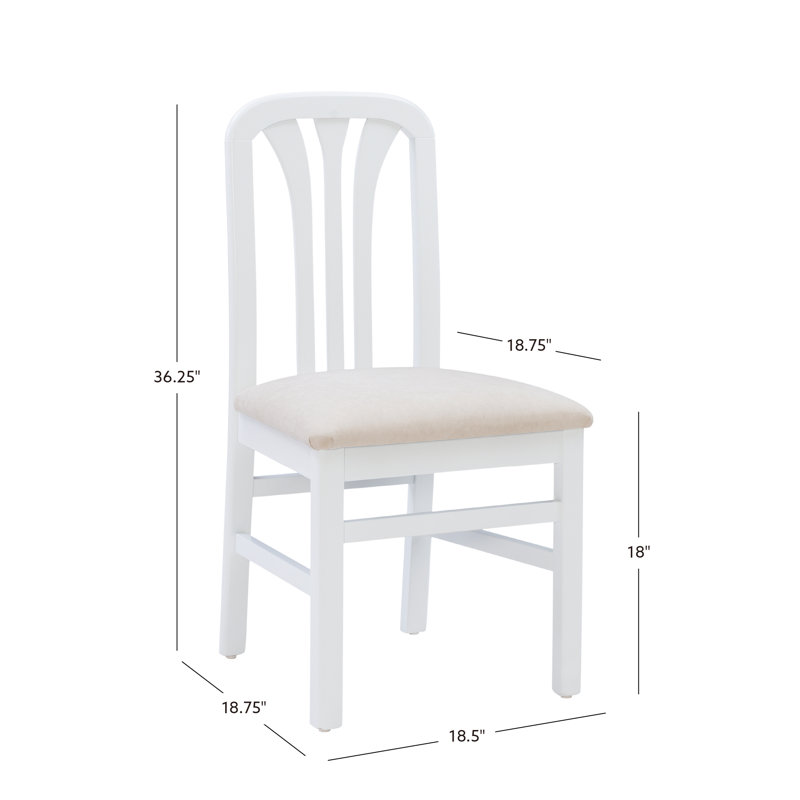 Upholstered Slat Back Side Chair, White