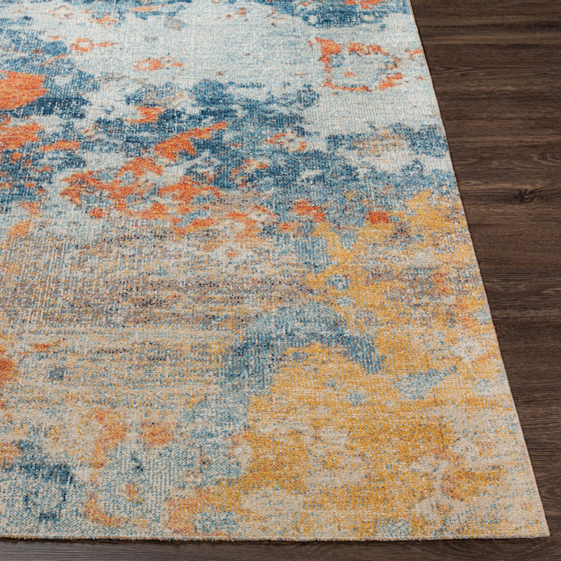 Tapis d'intérieur / extérieur bleu Mckamey, Rectangle 5 pi 3 po x 7 pi
