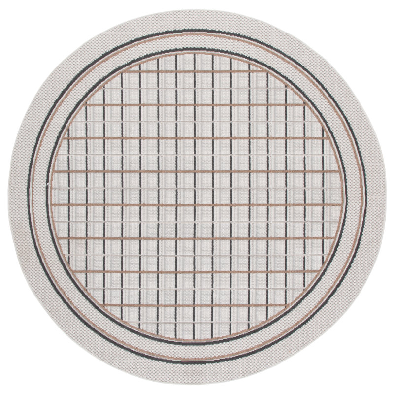 Veranda Performance Plaid Indoor Rug, Round 6'7"