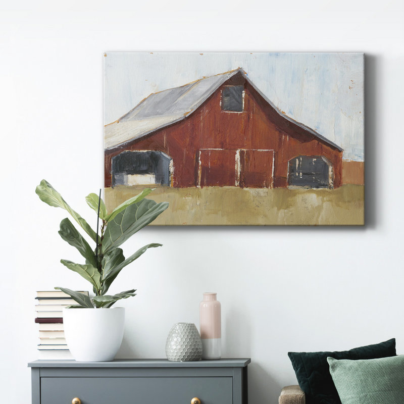 Rustic Red Barn I - reproduction d'art sur toile tendue, H 27 po x l 18 po x P 1 po