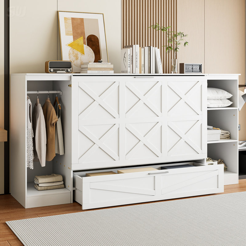 Lit escamotable simple avec tablettes de chevet