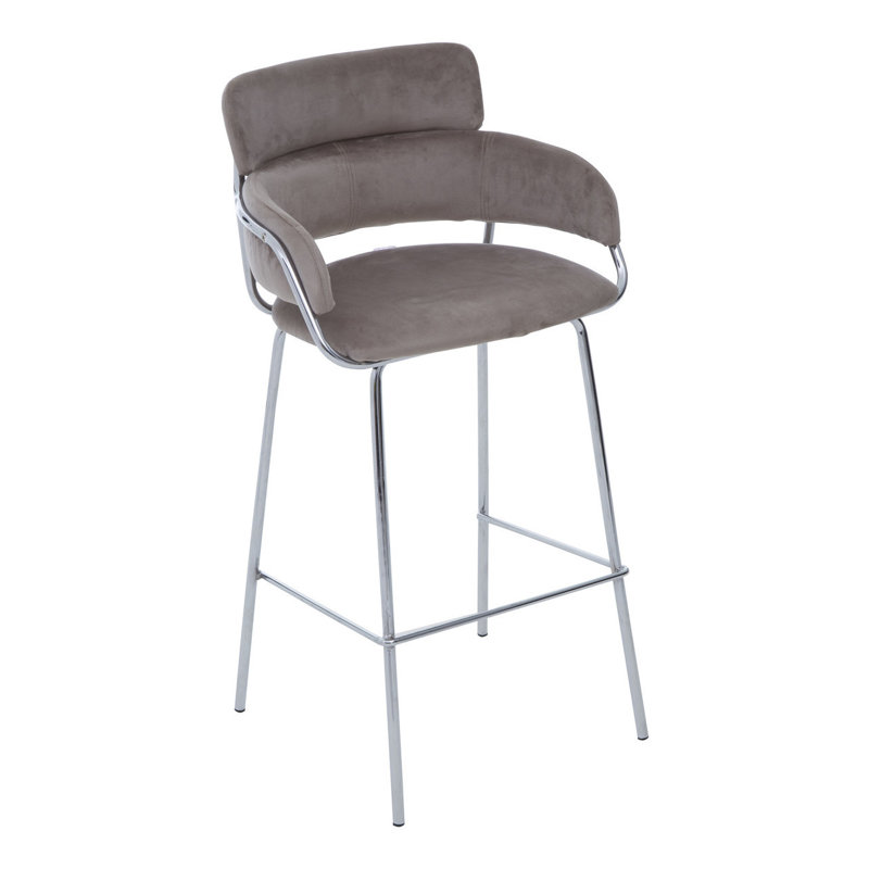 Elsberry Upholstered Counter Stool with Metal Frame, Silver, Mink