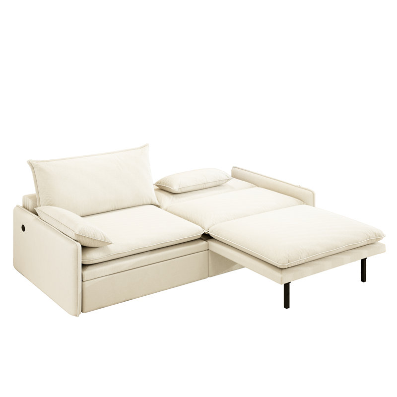81'' Upholstered Sleeper Sofa, Beige