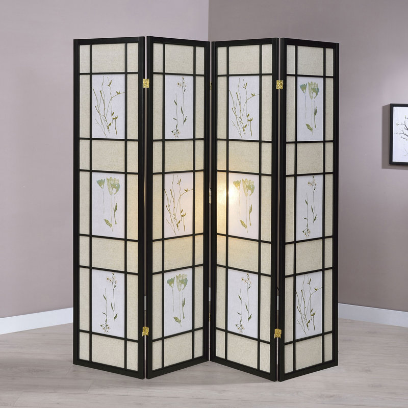 69.5'' W x 70.25'' H 4 - Panel Solid Wood Folding Room Divider