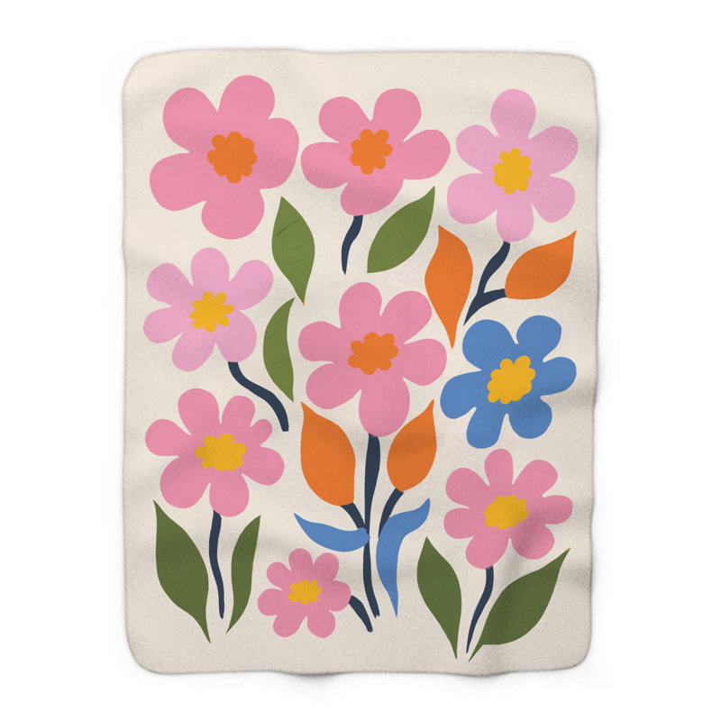Lumineux kaléidoscope floral - couverture en sherpa de qualité supérieure - reproduction d'art luxueuse, Grand lit