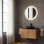 30" Wall Mounted Bathroom with Transparent Black Round Glass Basin and 2 Doors