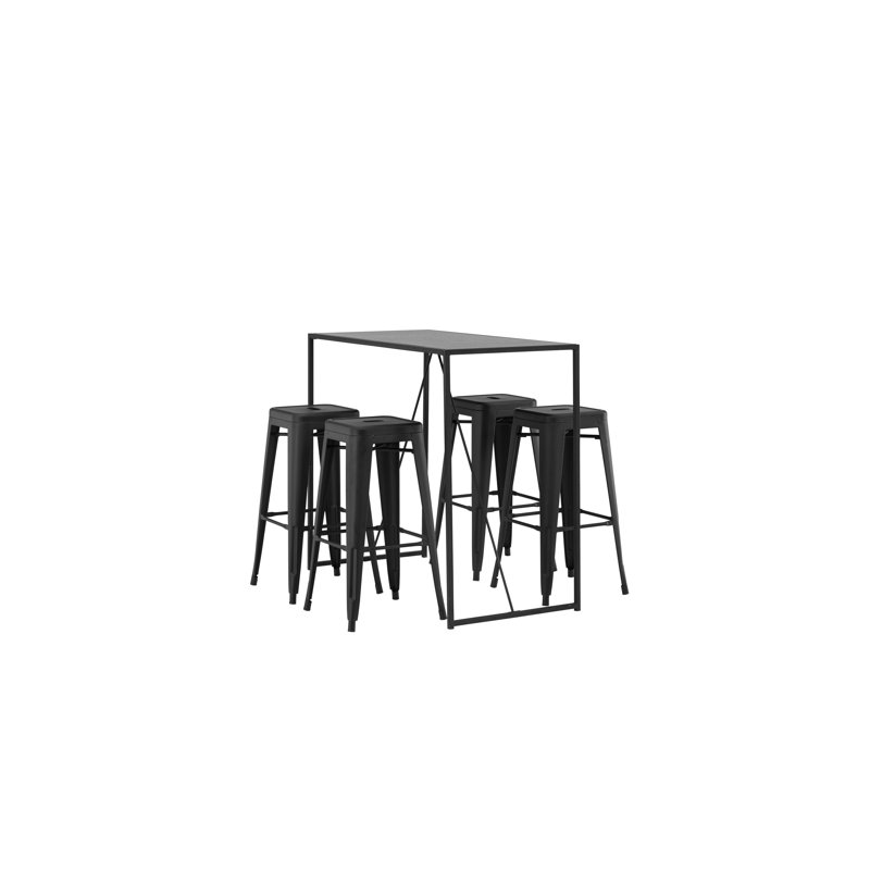 Alac 4 - Person Dining Set, Black, Black