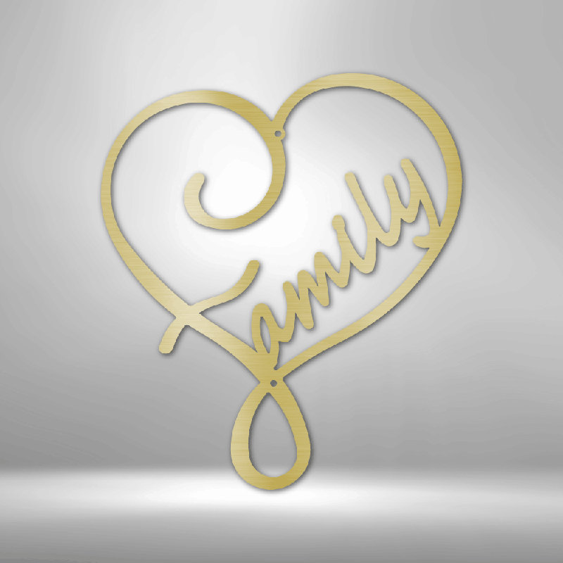 Décoration murale en métal découpée au laser pour la maison et le bureau Family Love, H 14,25 po x l 14,5 po x P 0,5 po, Doré