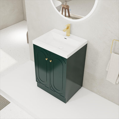 Meuble-lavabo autoportant avec lavabo en résine