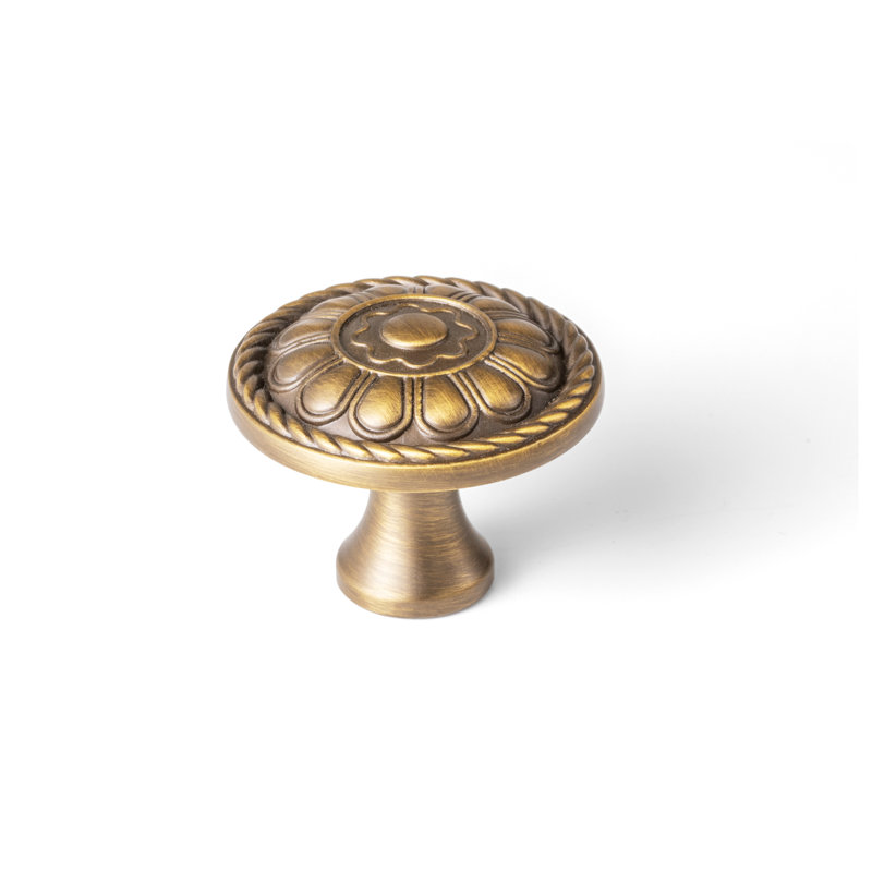 Poignée champignon 1 1/3 po de style rétro médiéval, Brushed Brass Bronze