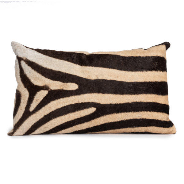 Linen Lumbar Pillow with Hide Trim