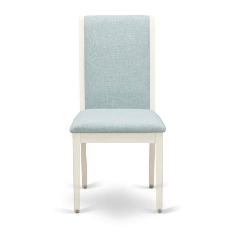 Lancy Parson Kitchen Chairs - Baby Blue Linen Fabric set of 2 Upholstered Dining Chairs, Baby Blue, Wirebrushed Linen White
