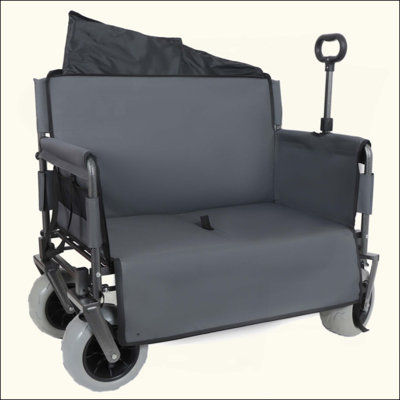 3-In-1 Folding Wagon With Bench Seat – Patent Protection 500Lbs Capacity 9"X4" Beach Tires For Camping & Beach