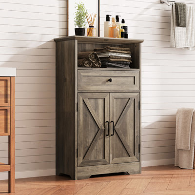 Armoire de rangement au sol, organisateur de tablettes Farmhouse Barn Doors pour le salon, la cuisine
