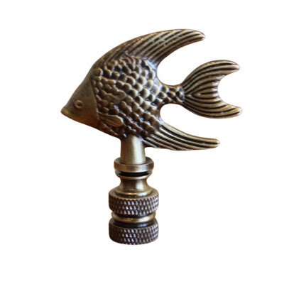 Angel Fish Lamp Finial Antique Brass, 2.3"h