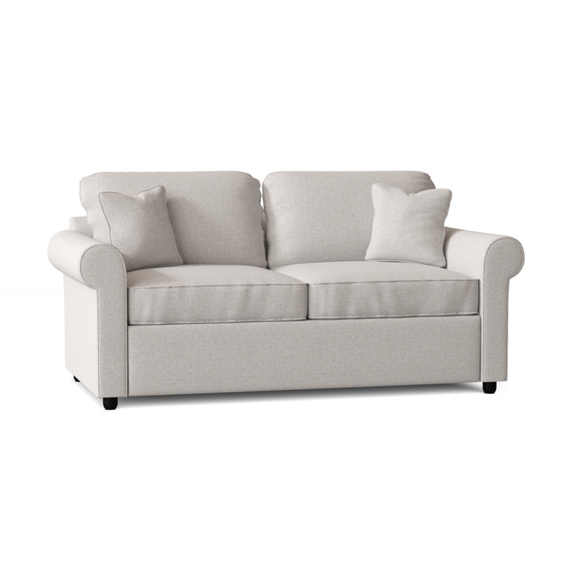 Canapé-lit à accoudoirs roulés de 76 po avec coussins réversibles Warrington, Tissage natté ivoire Drusky Sustain®