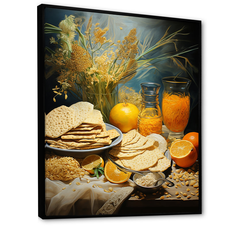 Judaïsme Matzah, fête de la Pâque sur toile, Cadre flottant noir, H 40 po x l 30 po