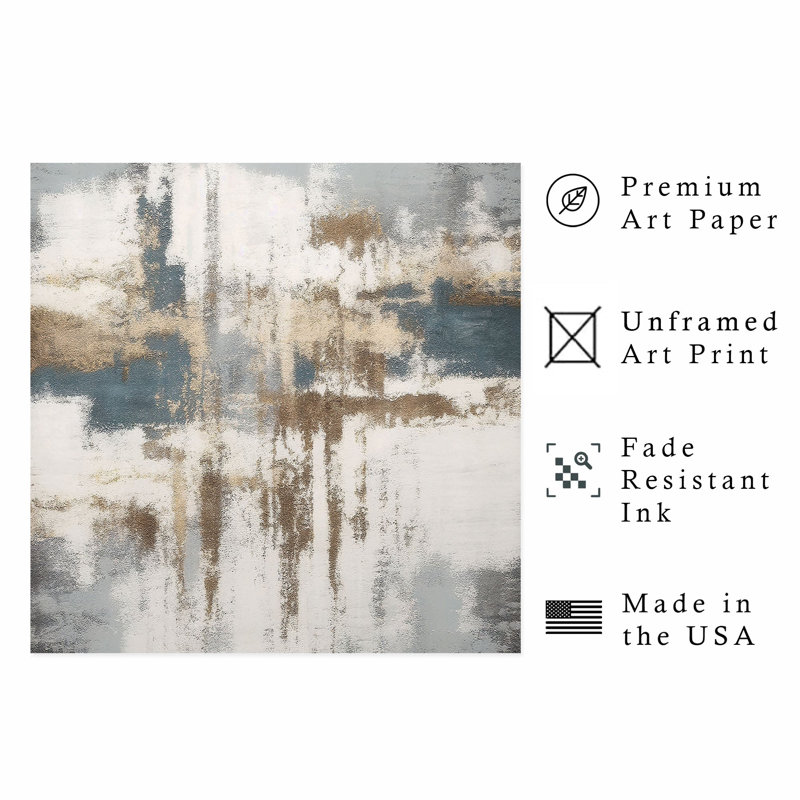 «Abstract Gold Dreams», reproduction d'art transitionnelle non encadrée, H 20 po x l 20 po