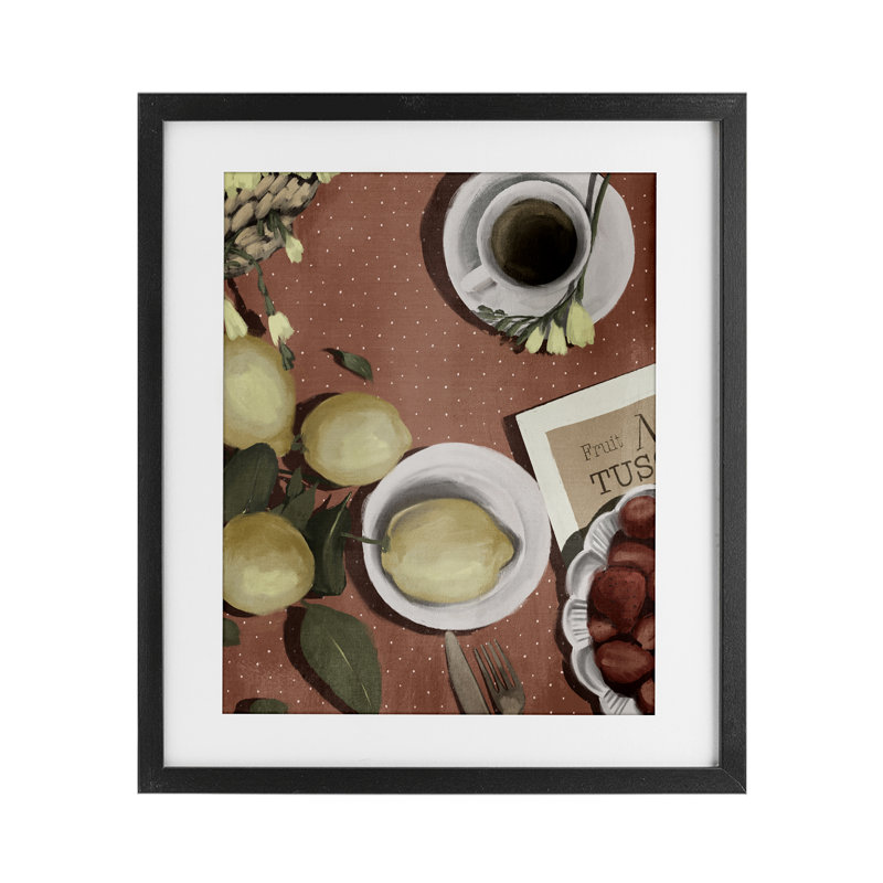 «Italian Coffee & Fruit», reproduction sous verre encadrée, design par Anna Lischenko, Cadre noir minuit, H 16 po x l 13 po