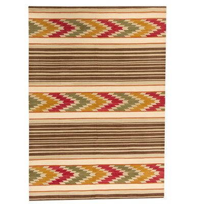 Tapis rectangulaire en laine à tissage plat
