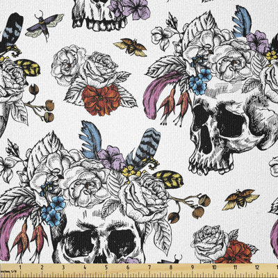 Cifaldi Sugar Skull Flowers Multi-Purpose Fabric