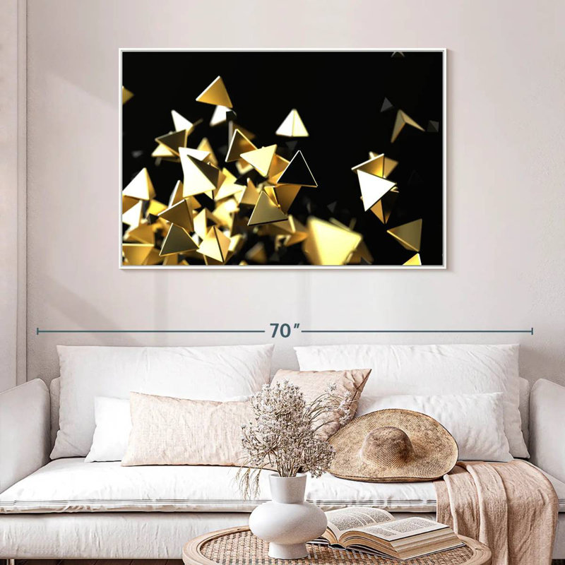 Golden Pyramids, Cadre flottant blanc, 46 po x 31 po