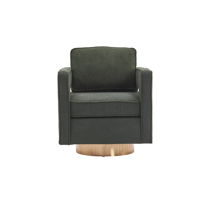 Modern Accent Swivel Barrel Chair For Living Room, Green Faux Fur