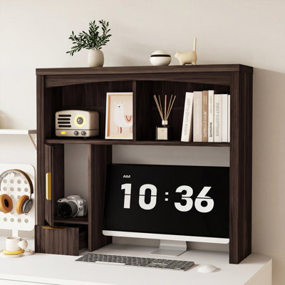 Desktop Bookshelf Desk Storage Hutch With 3 Open Cubbies
