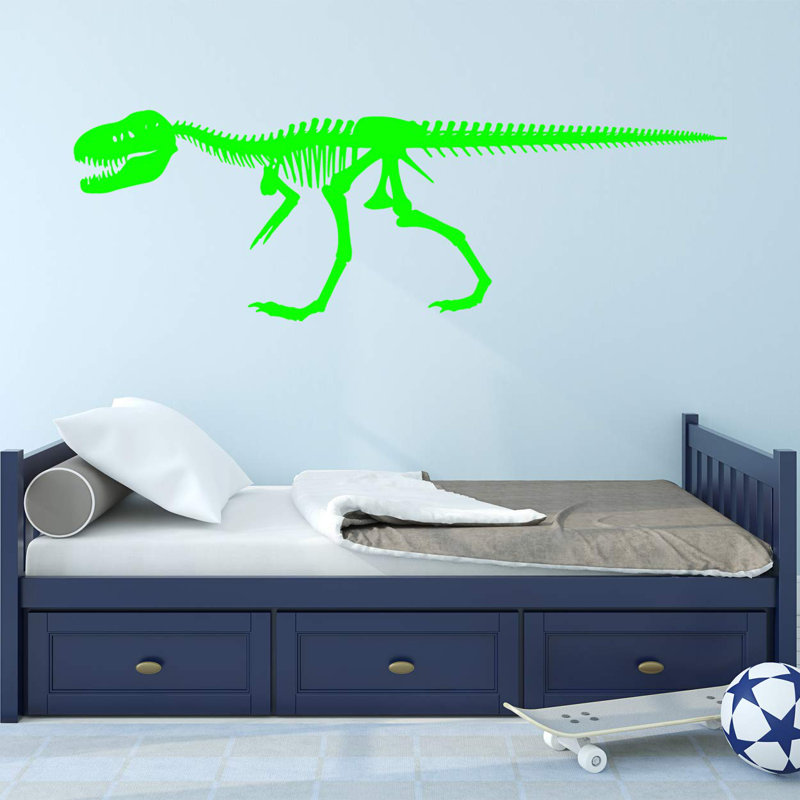 Adhésif décoratif squelette de dinosaure Alvie, H 14,5 po x l 40 po x P 0,01 po, Vert lime