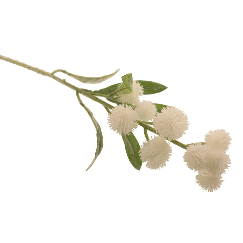 Faux Silk Pom Pom Arrangement, White