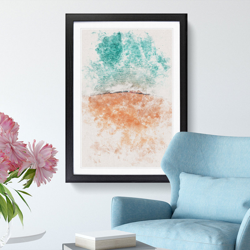 Cabo San Lucas Beach Mexico Watercolour - Picture Frame Graphic Art, 63cm H x 45cm W x 2cm D, Black Framed