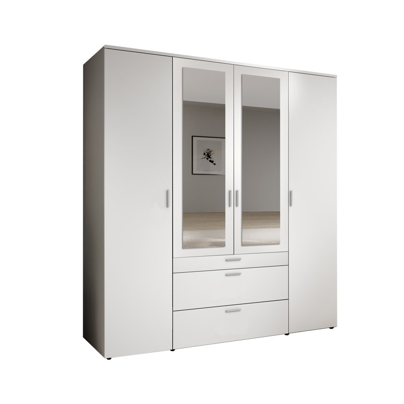Vesala 4 Door Manufactured Wood Wardrobe, White