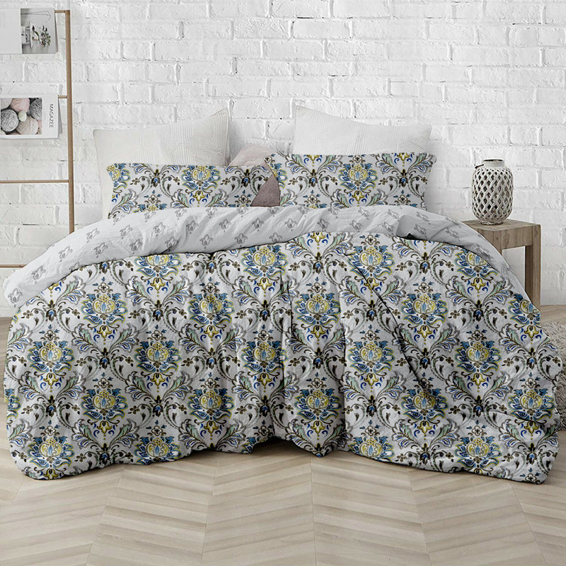 Ensemble de housse de couette réversible standard 3 pièces Floral, Housse de couette pour grand lit et 2 taies décor