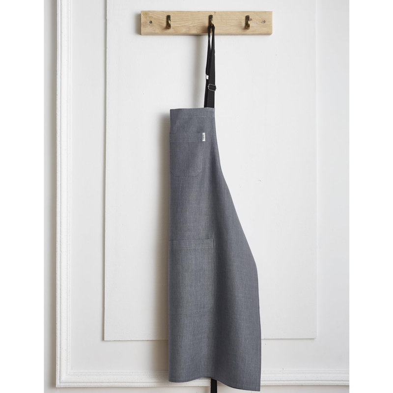  100% Pure Linen Apron - Classic Linen Apron, Gray / Black, 33 x 30 in