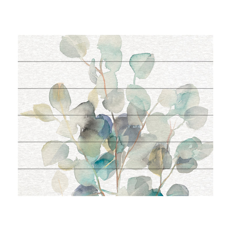 Reproduction de peinture à l’acrylique blanche « eucalyptus iii », H 18 po x l 22 po x P 0,5 po, Latte en bois