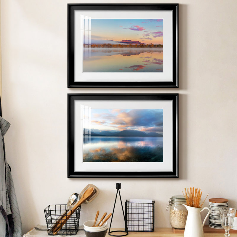 Toile encadrée de qualité supérieure Waterton Lakes - prête à être accrochée, Noir, Blanc, H 30,5 po x l 85 po x P 1,5 po