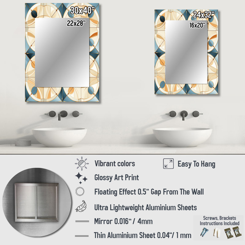 Heba - Modern Rectangular Wall Mirror, 32" x 24"