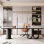 Bureau de 70,87 po en granit blanc moderne et luxueux-299240246