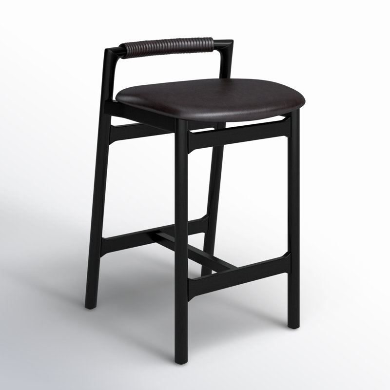 Baden Stool, Counter Stool (26" Seat Height), Sonoma Black/Genuine Leather, Brushed Ebony