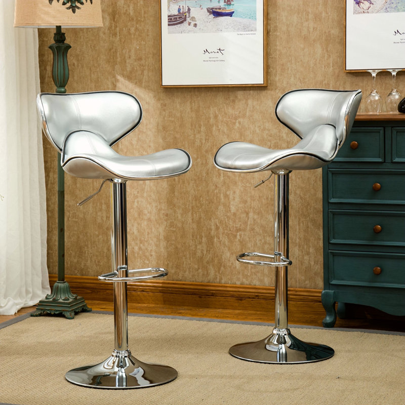 Ensemble de 2 tabourets de bar Upholstery Airlift, Argent argent