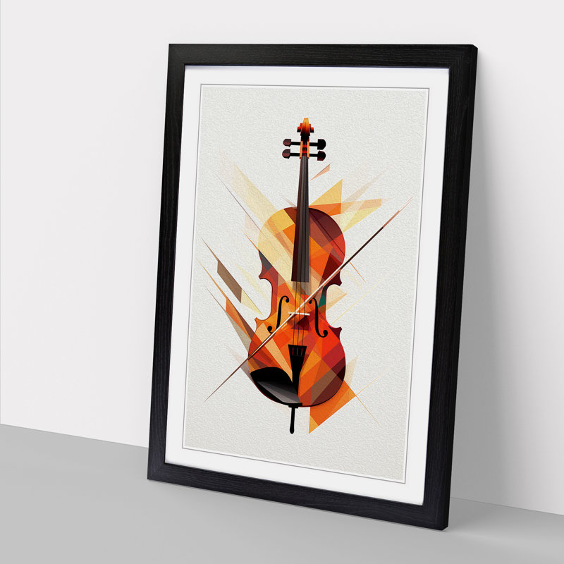 Violin Geometric - Framed Print, Black, 64cm H x 46cm W x 2cm D
