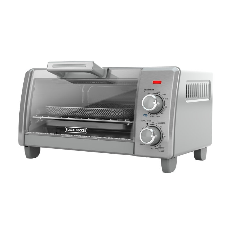 BLACK+DECKER 4-Slice Crisp N Bake Air Fry Toaster Oven, TO1787SS, 5 Cooking Functions, 30 Minute Timer, Stainless Steel