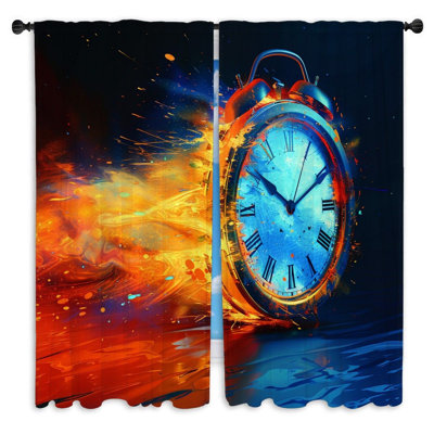11992_Alarme horloge rideaux de fenêtre Concept Time Flowing Drapes - 2 panneaux