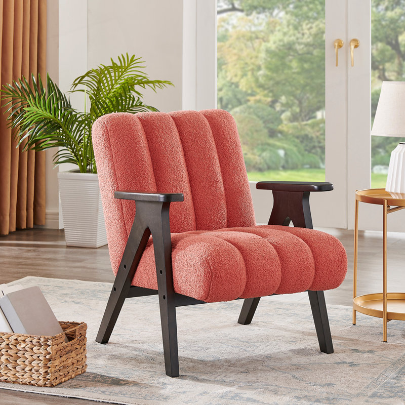 Fauteuil d'appoint moderne en sherpa, Corail