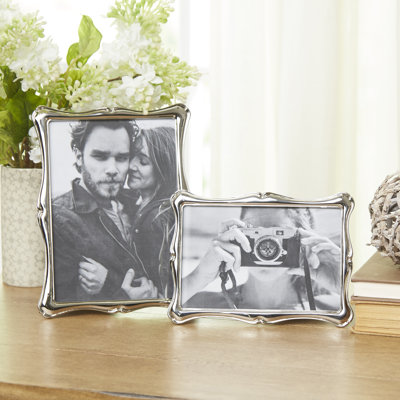 Indie Silver Metal Beveled Picture Frame with Mat