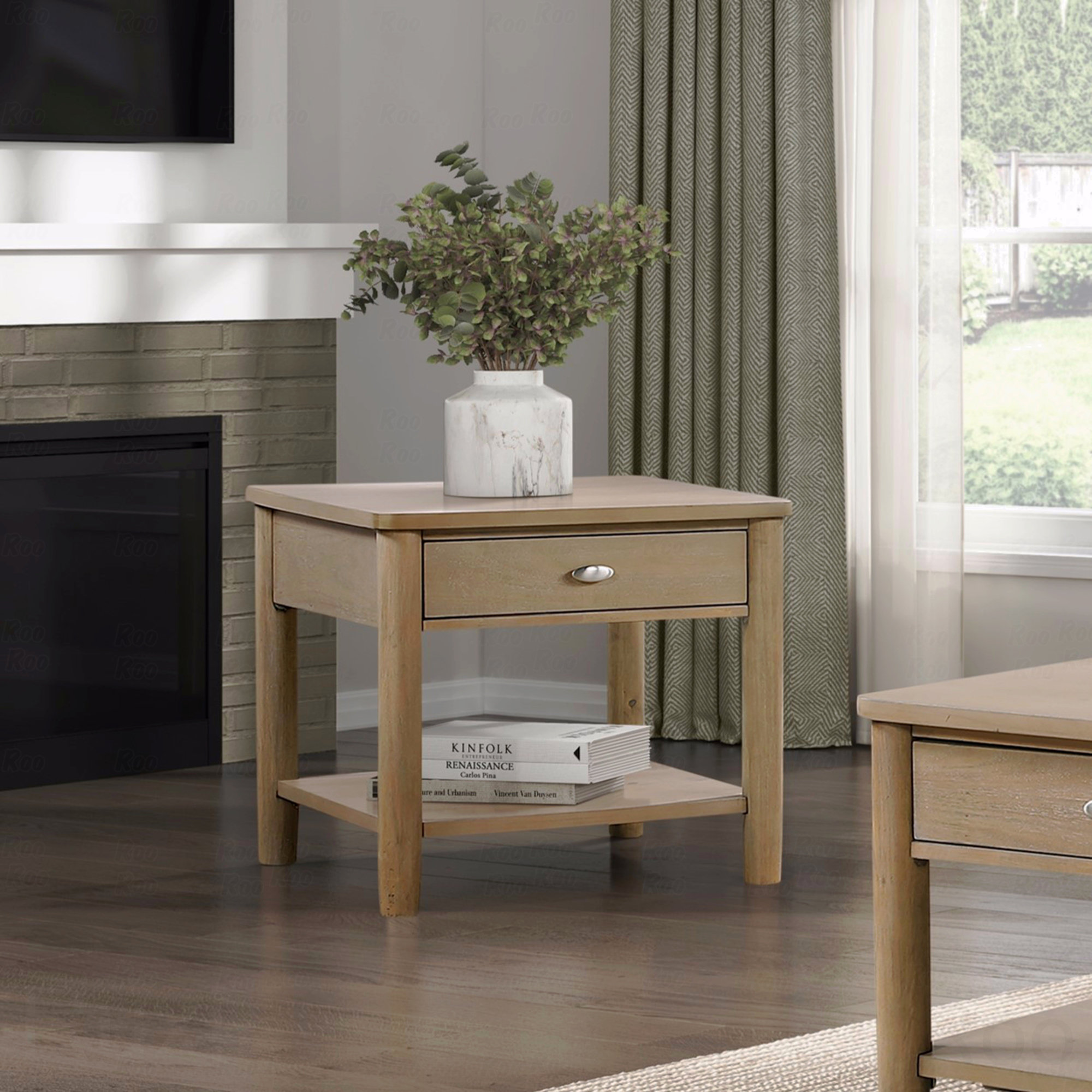 Latitude Run® 1Pc End Table With Drawer And Open Shelf Woodenen Living ...