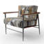 Fauteuil d'appoint rembourré abstrait doré et gris Simplicity I-1313299041