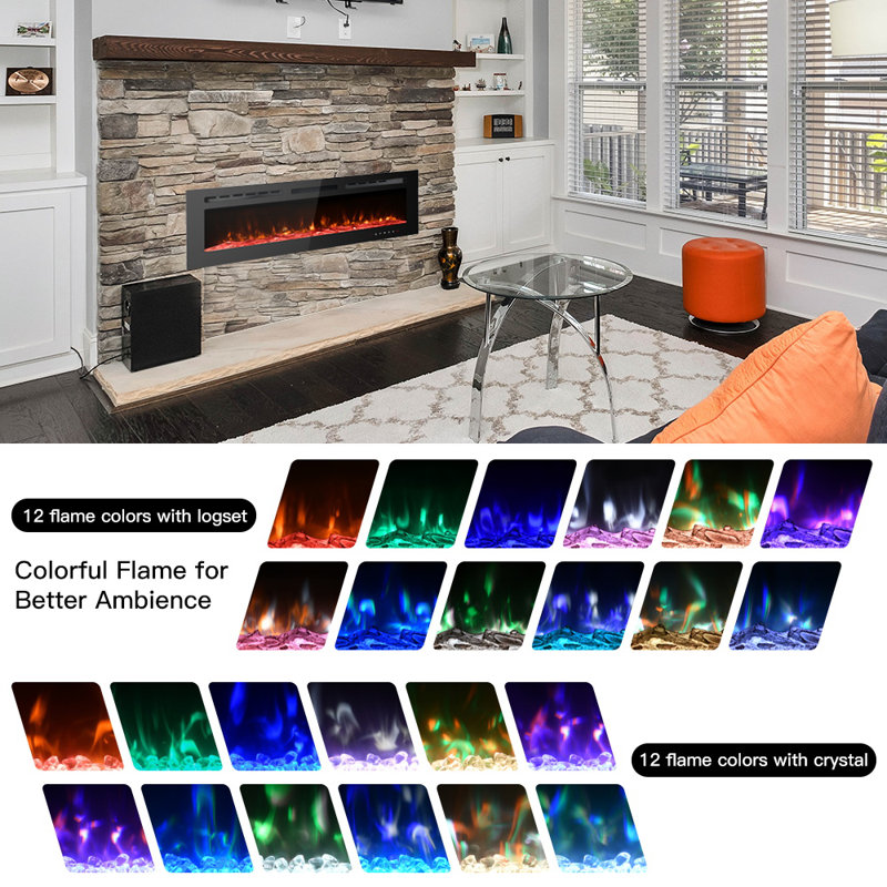 Carwyn Latitude Run Powder Coated Electric Fireplace, 43cm H x 127cm W x 10cm D