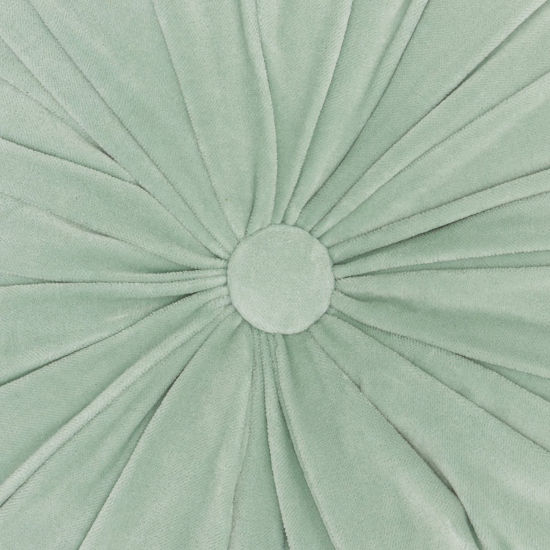 Therese  Tufted Round Throw Pillow, Celadon, 16'' H X 16'' W